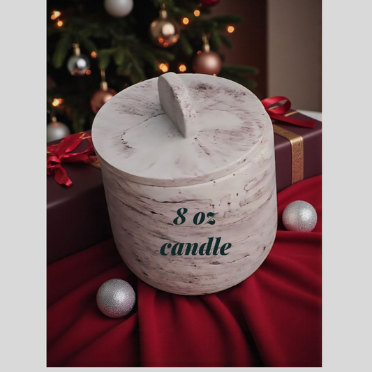 Holiday coconut apricot wax candle in concrete jar with wood wick