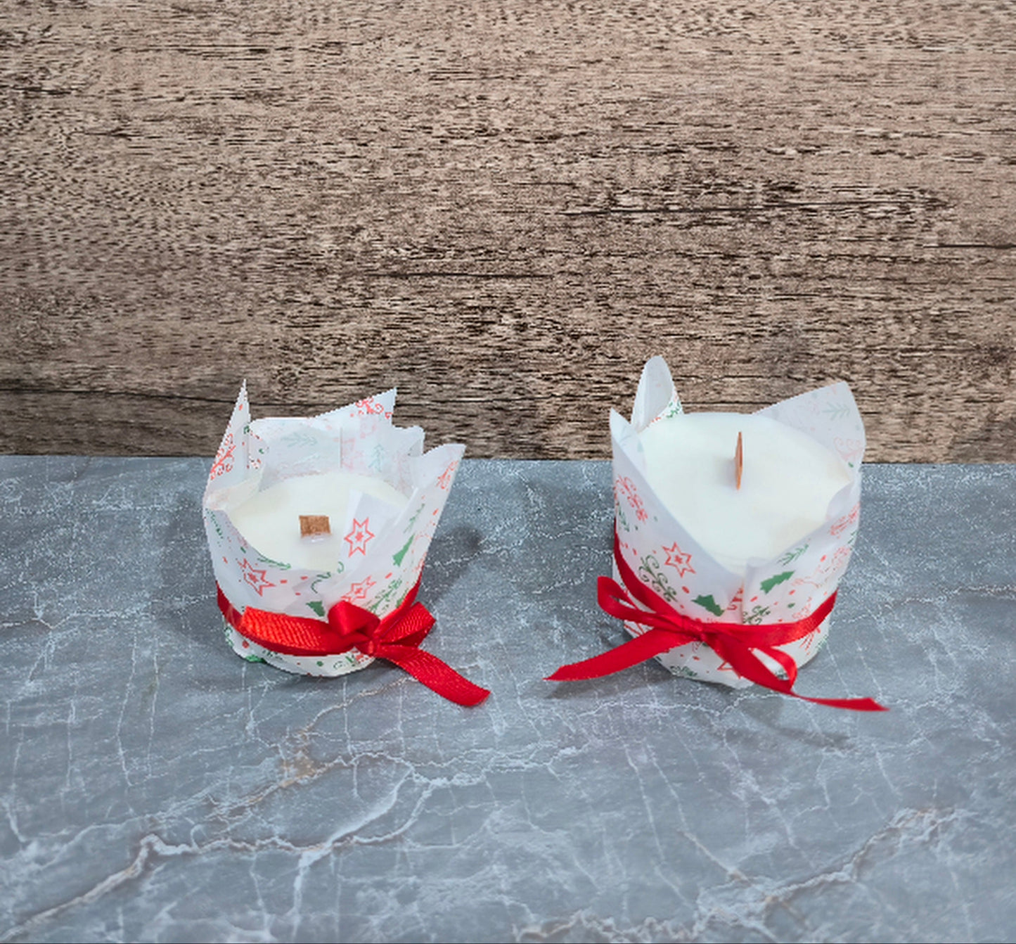 “Solstice Wicks candle refill insert made with coconut apricot wax and wood wick.”